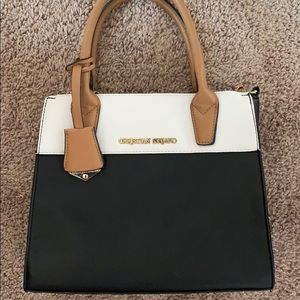 Christan Siriano purse black/white/brown handles